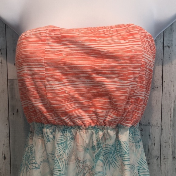 Lagaci Strapless Tropical Print Dress Medium - Picture 2 of 11